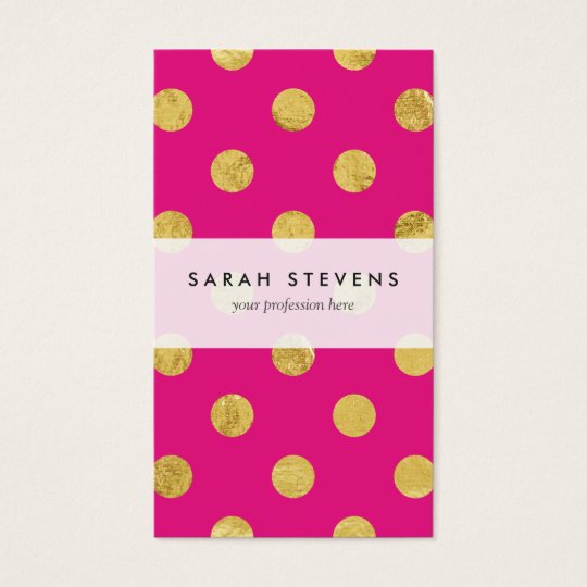 Elegant Gold Foil Polka Dot Pattern - Gold & Pink Business Card