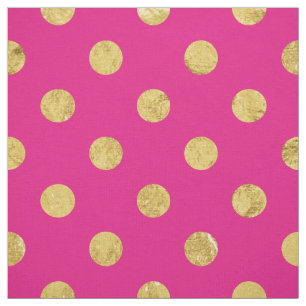 Elegant Gold Foil Polka Dot Pattern - Gold & Pink Fabric
