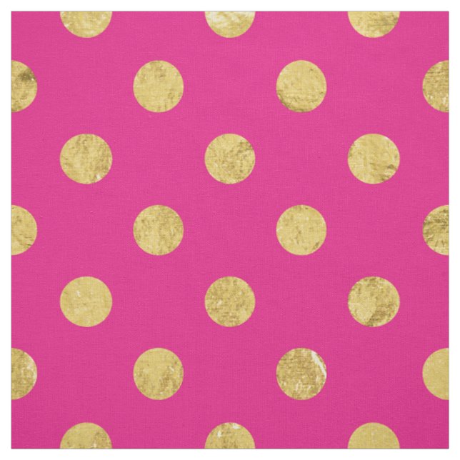 Elegant Gold Foil Polka Dot Pattern - Gold & Pink Fabric (Swatch)