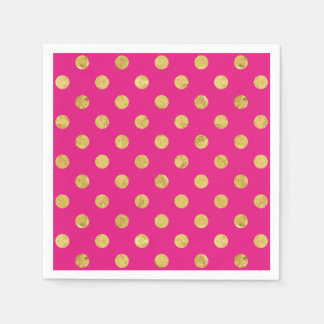 Elegant Gold Foil Polka Dot Pattern - Gold & Pink Napkin