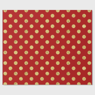 Elegant Gold Foil Polka Dot Pattern - Gold & Red Wrapping Paper