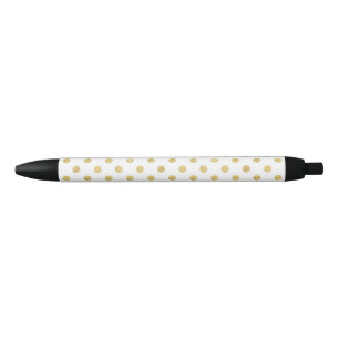 Elegant Gold Foil Polka Dot Pattern - Gold & White Black Ink Pen