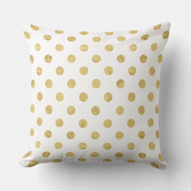 Elegant Gold Foil Polka Dot Pattern - Gold & White Cushion (Front)
