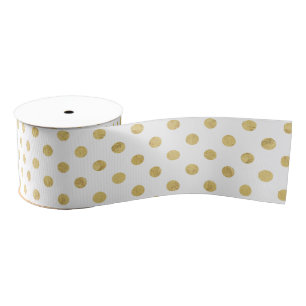 Elegant Gold Foil Polka Dot Pattern - Gold & White Grosgrain Ribbon