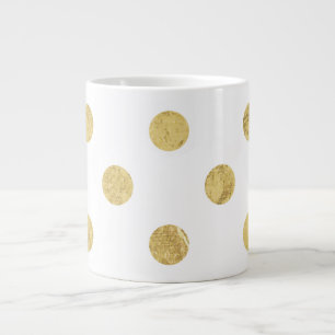 Elegant Gold Foil Polka Dot Pattern - Gold & White Large Coffee Mug