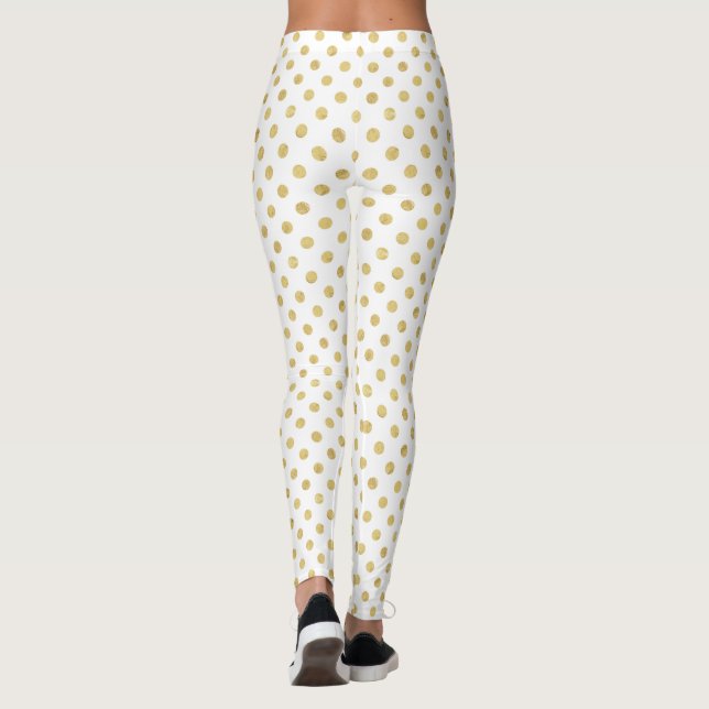 Elegant Gold Foil Polka Dot Pattern - Gold & White Leggings (Back)