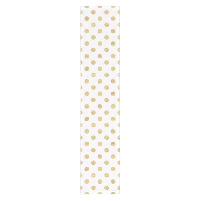 Elegant Gold Foil Polka Dot Pattern - Gold & White Short Table Runner (Front)