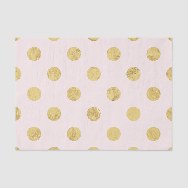 Elegant Gold Foil Polka Dot Pattern - Pink & Gold Tissue Paper (Front)