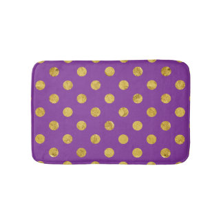 Elegant Gold Foil Polka Dot Pattern - Purple Bath Mat