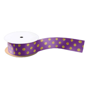 Elegant Gold Foil Polka Dot Pattern - Purple Satin Ribbon