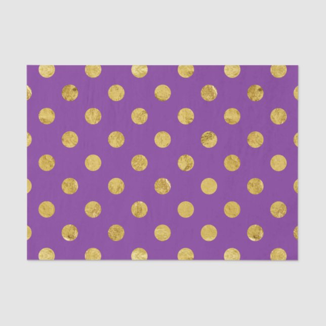 Elegant Gold Foil Polka Dot Pattern - Purple Tissue Paper (Front)
