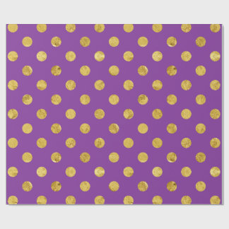 Elegant Gold Foil Polka Dot Pattern - Purple Wrapping Paper