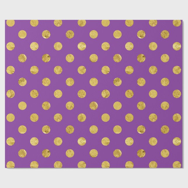 Elegant Gold Foil Polka Dot Pattern - Purple Wrapping Paper (Flat)