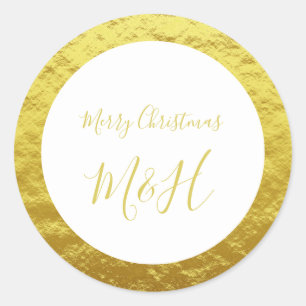 Elegant Gold Foil Print Classic Round Sticker