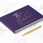 Elegant Gold Foil Purple 70th Birthday Party Guest Book<br><div class="desc">Elegant purple guest book for her 70th birthday party featuring gold foil and "70 & Fabulous" in a chic calligraphy script. Customise with her name,  the party date and a title on the spine in classic serif typography.</div>