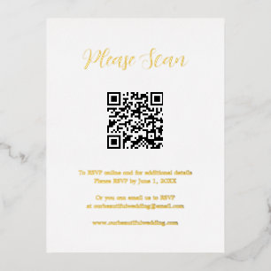 Elegant Gold Foil QR Code Wedding Enclosure Card
