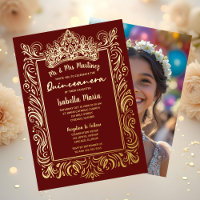 Elegant Gold Foil Quinceañera Invitation Crown