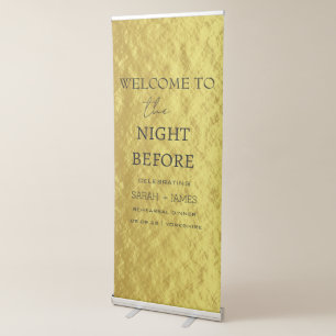 Elegant Gold Foil Rehearsal Dinner Welcome  Retractable Banner
