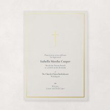 Elegant Gold Foil Religious Minimal Cross Baptism