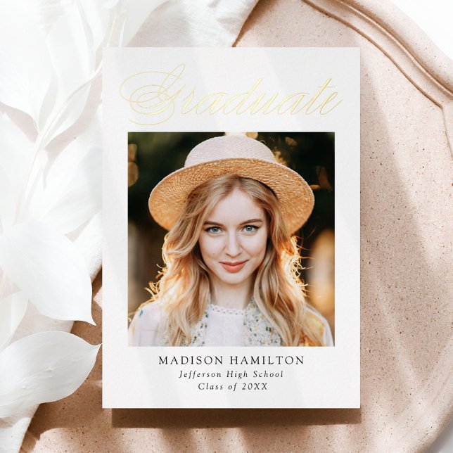 Elegant Gold Foil Script Graduation Announcement (Creator Uploaded)