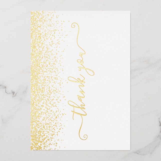 Elegant Gold Foil Script Thank You Card (Front)