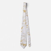 Elegant Gold Foil Style on Chic White Marble Tie (Front)
