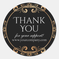 Elegant Gold Foil Swirls Luxury Black Thank You