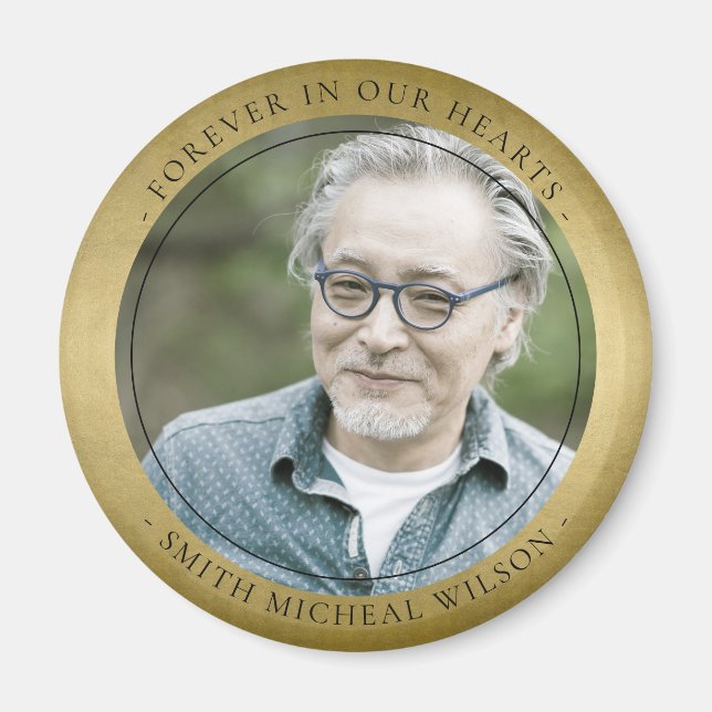 ELEGANT GOLD FOIL SYMPATHY MEMORIAL PHOTO MAGNET (Front)