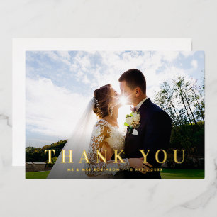 Elegant Gold foil text wedding thank you card