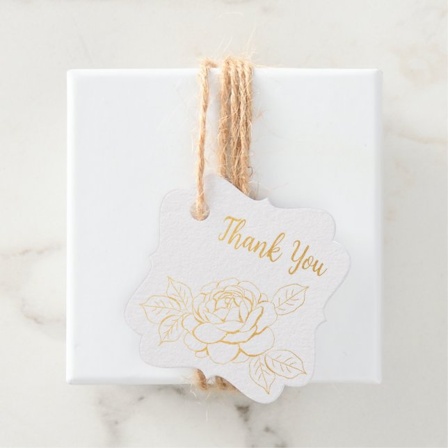 Elegant Gold Foil Thank You Favour Tag (With Box)