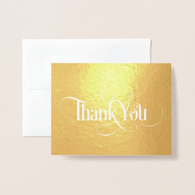 Elegant Gold Foil Thank You Foil Card (Front With Envelope)