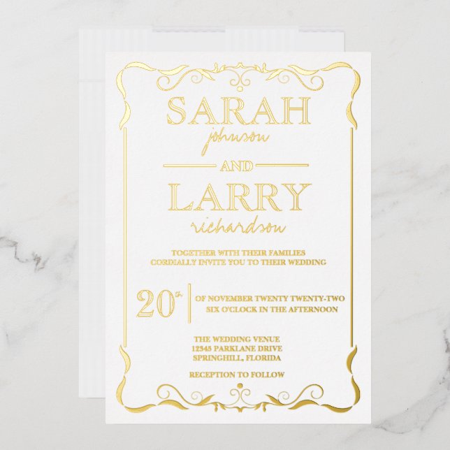 Elegant Gold Foil Traditional Wedding Invitation (Envelope)