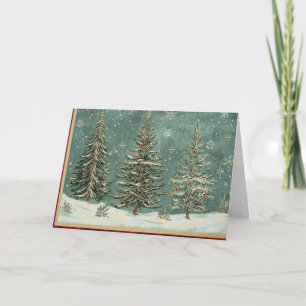 Elegant Gold Foil Tree with Red Ornaments Card