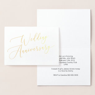 Elegant Gold Foil Wedding Anniversary Card Invite