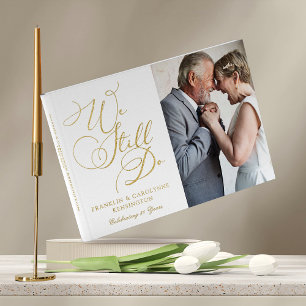 Elegant Gold Foil Wedding Anniversary Vow Renewal Guest Book