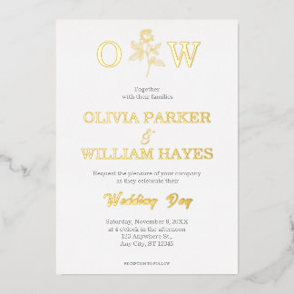 Elegant Gold Foil Wedding Day Foil Invitation