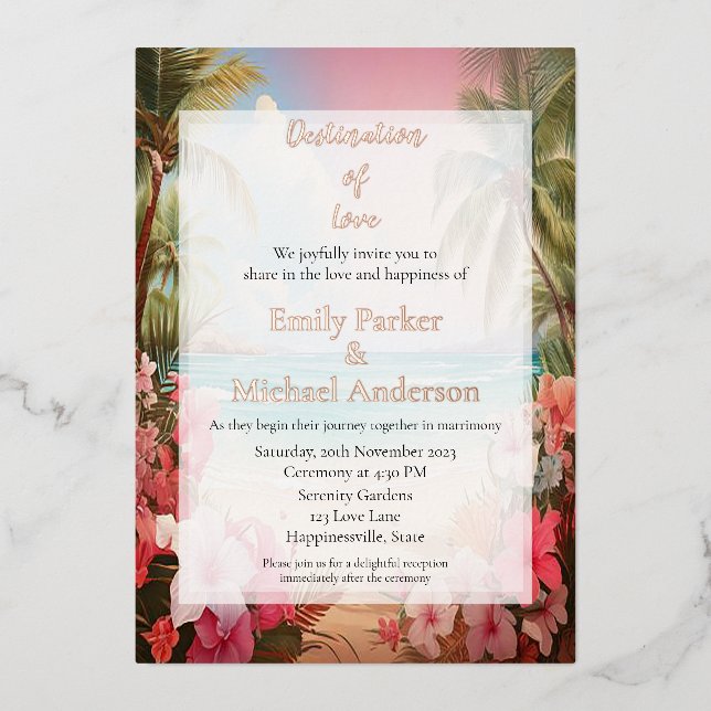 Elegant gold foil wedding invitation (Front)