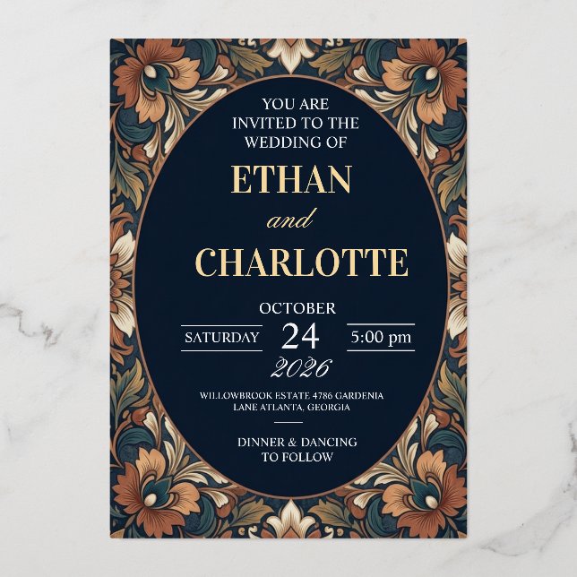 Elegant Gold Foil Wedding Invitation (Front)