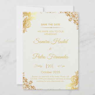 Elegant Gold Foil Wedding Invitation Card