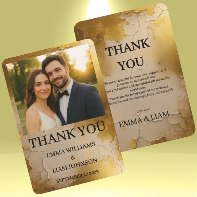 Elegant Gold Foil Wedding Photo Thank You Card  (Creator Uploaded)