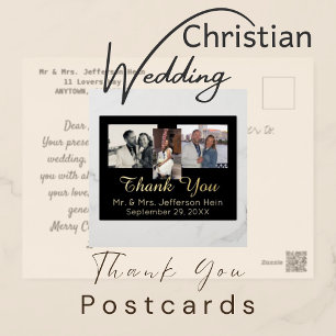 Elegant Gold Foil Wedding Thank You  Foil Holiday Postcard