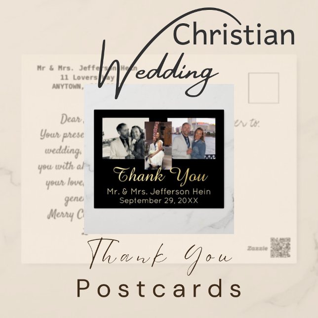 Elegant Gold Foil Wedding Thank You  Holiday Postcard (Creator Uploaded)