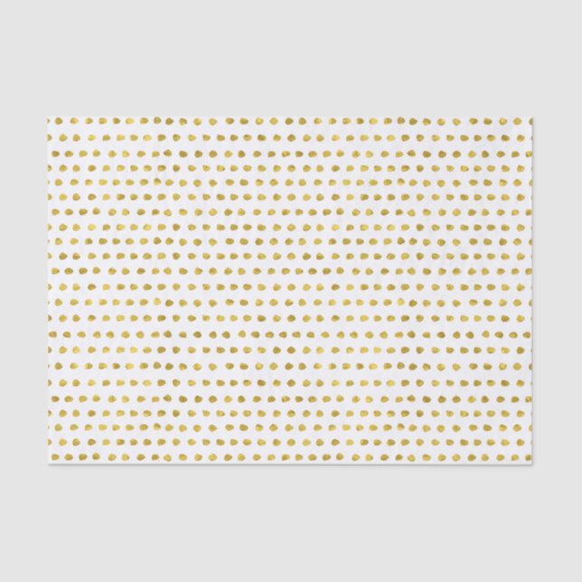 Elegant Gold Foil White Small Polka Dots Pattern Tissue Paper (Front)