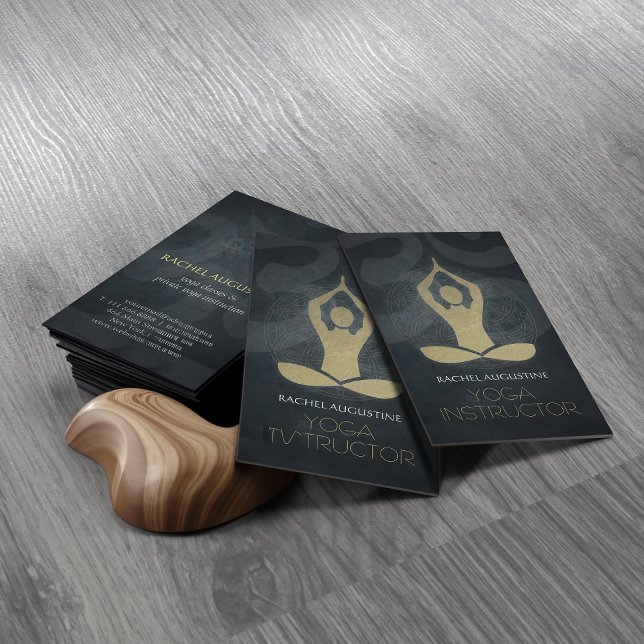 Elegant Gold Foil Yoga Meditation Pose Om Symbol Business Card (Creator Uploaded)