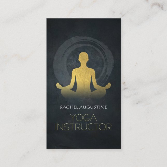 Elegant Gold Foil Yoga Meditation Pose ZEN Symbol Business Card (Front)