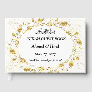 Elegant Gold Foliage Leaf Wedding Keepsake Guest  Book
