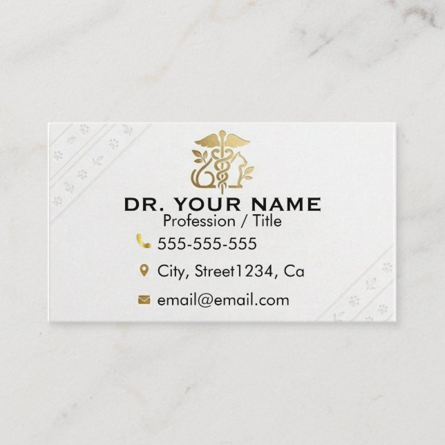 Elegant Gold Font Veterinary Customisable Business Card (Front)
