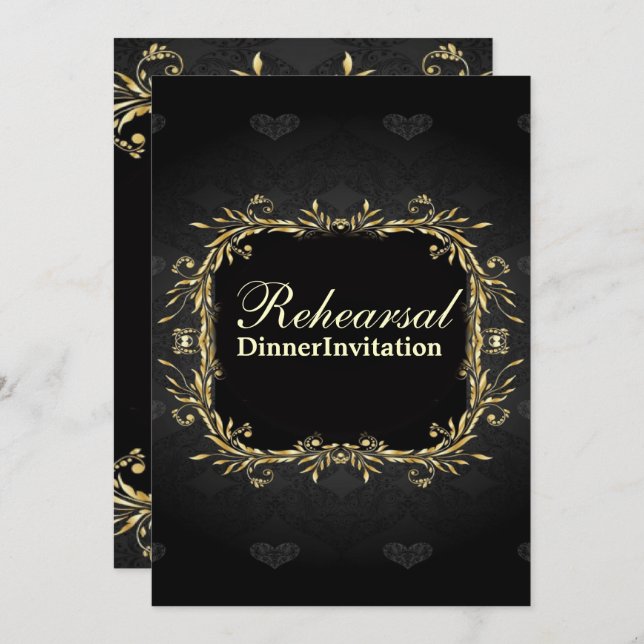 Elegant Gold Formal Rehearsal Dinner Invitation (Front/Back)