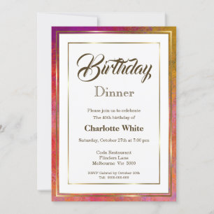 Elegant Gold Frame 40th Birthday Dinner Invitation