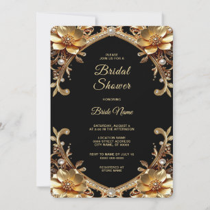 Elegant Gold Frame Bridal Shower Invitation